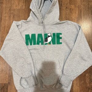 Maine Puffin hoodie grey small MV Sport